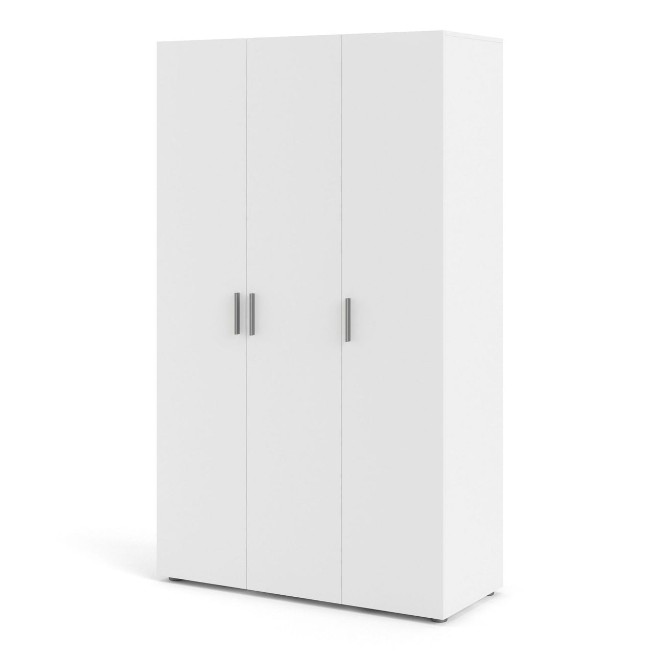 White 3 Door Triple Plain Wardrobe 200cm Tall x 118cm Wide