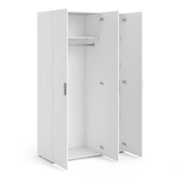 Thumbnail for White 3 Door Triple Plain Wardrobe 200cm Tall x 118cm Wide