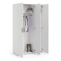 Thumbnail for White 3 Door Triple Plain Wardrobe 200cm Tall x 118cm Wide