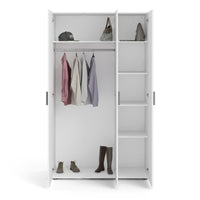 Thumbnail for White 3 Door Triple Plain Wardrobe 200cm Tall x 118cm Wide