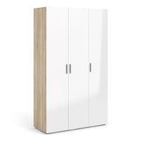 Thumbnail for Pepe Wardrobe with 3 doors in Oak with White High Gloss