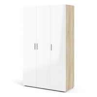 Thumbnail for Pepe Wardrobe with 3 doors in Oak with White High Gloss