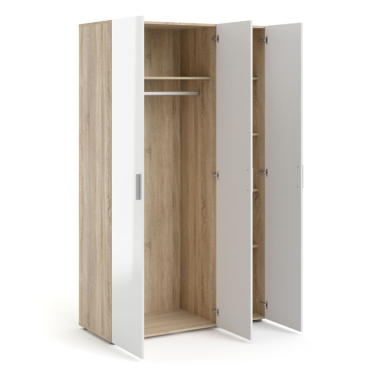 Pepe Wardrobe with 3 doors in Oak with White High Gloss