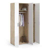 Thumbnail for Pepe Wardrobe with 3 doors in Oak with White High Gloss