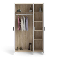 Thumbnail for Pepe Wardrobe with 3 doors in Oak with White High Gloss