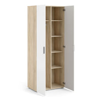 Thumbnail for Pepe Wardrobe with 2 doors in Oak with White High Gloss