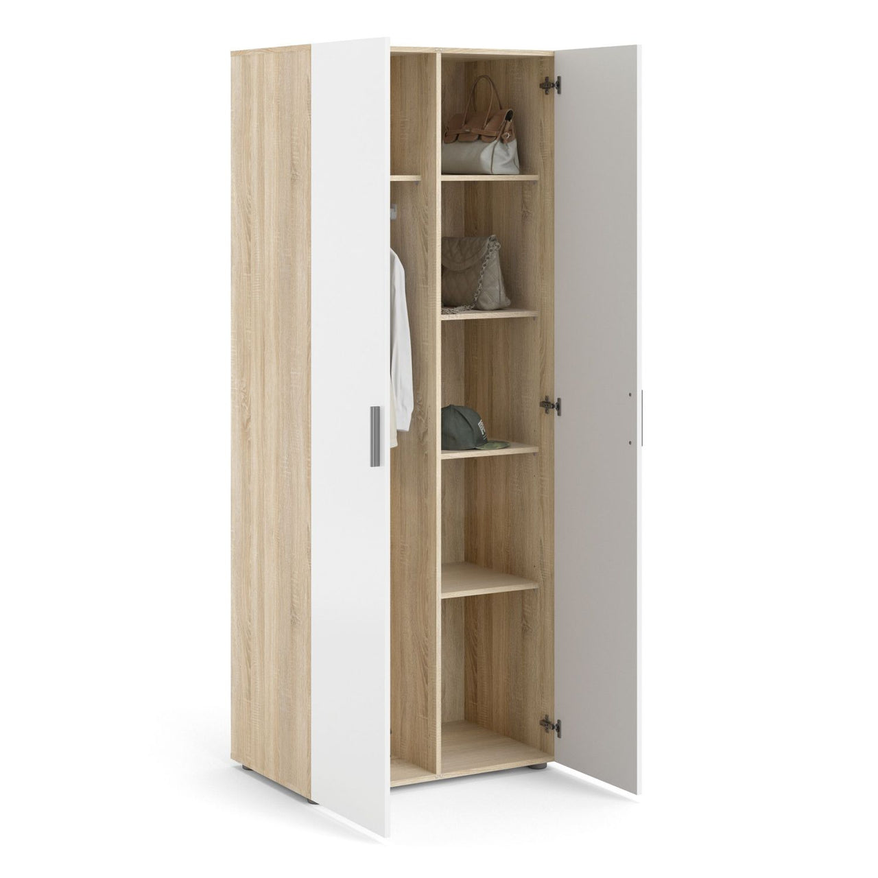 Pepe Wardrobe with 2 doors in Oak with White High Gloss