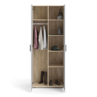 Thumbnail for Pepe Wardrobe with 2 doors in Oak with White High Gloss