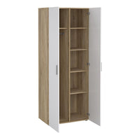 Thumbnail for Pepe Package Bedside 2 Drawers + Chest of 4 Drawers + Wardrobe with 2 doors in Oak with White High Gloss