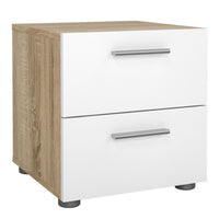 Thumbnail for Pepe Package Bedside 2 Drawers + Chest of 4 Drawers + Wardrobe with 2 doors in Oak with White High Gloss