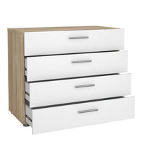 Thumbnail for Pepe Package Bedside 2 Drawers + Chest of 4 Drawers + Wardrobe with 2 doors in Oak with White High Gloss