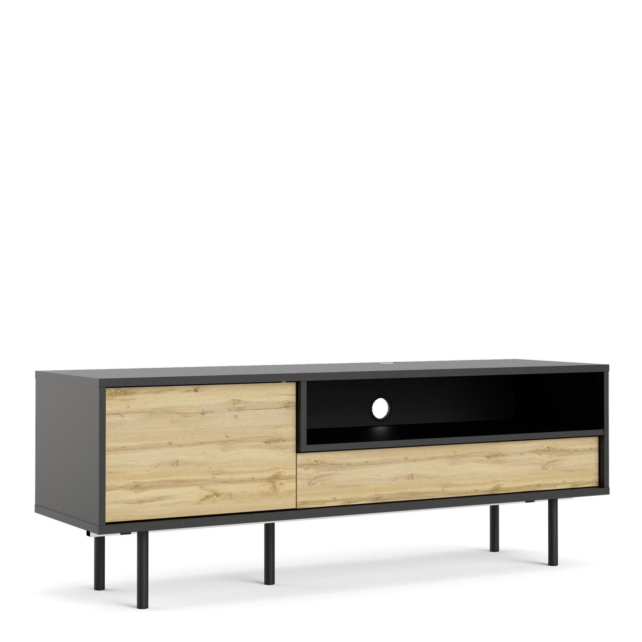 Match TVUnit 1 Door + 1 Drawer in Black Oak