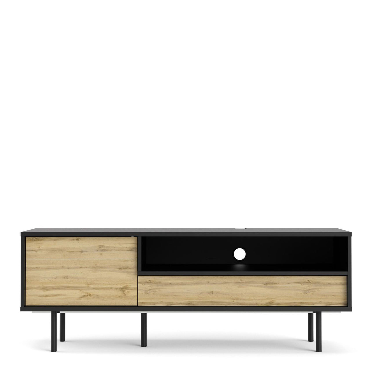 Match TVUnit 1 Door + 1 Drawer in Black Oak