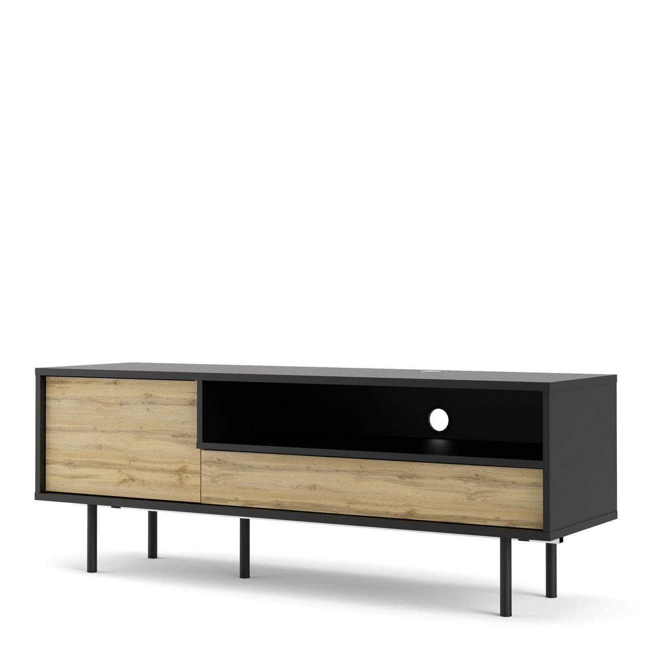 Match TVUnit 1 Door + 1 Drawer in Black Oak