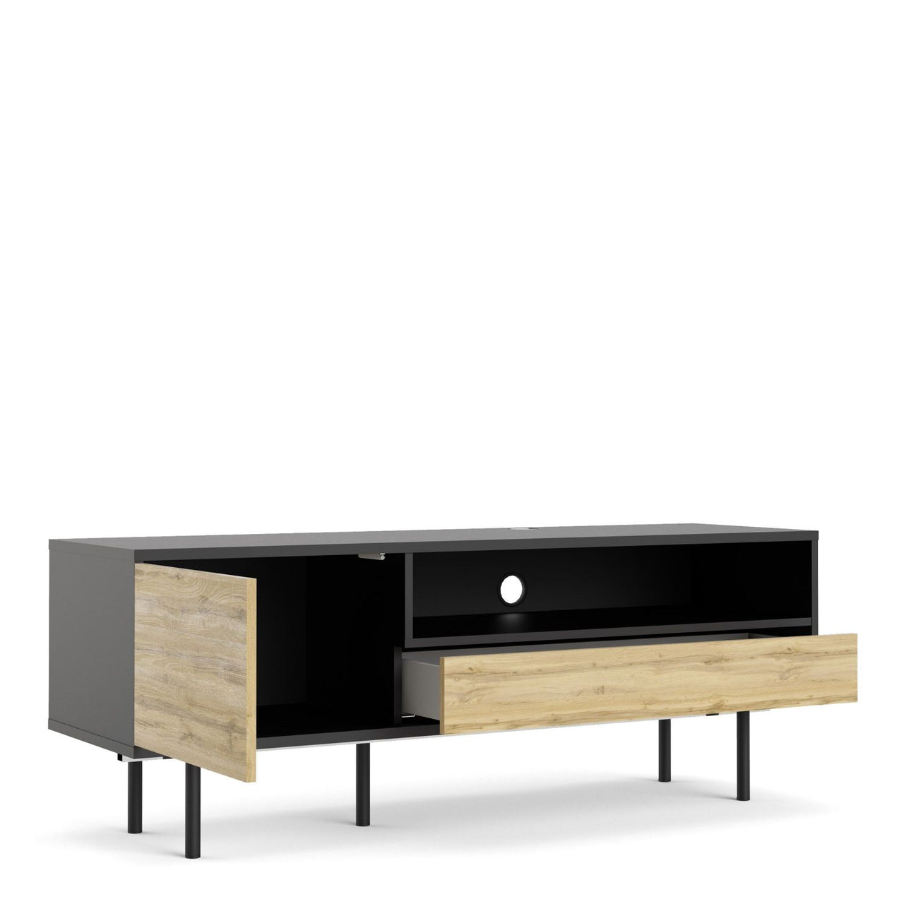 Match TVUnit 1 Door + 1 Drawer in Black Oak