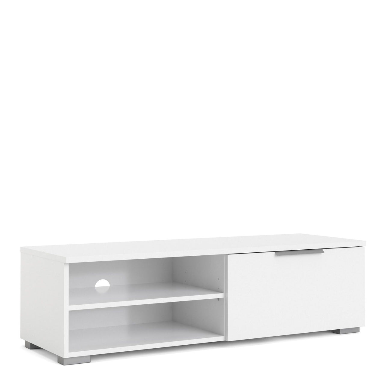 Large TV Media Unit 1 Drawers 2 Shelf White High Gloss 116cm Wide