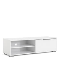 Thumbnail for Large TV Media Unit 1 Drawers 2 Shelf White High Gloss 116cm Wide