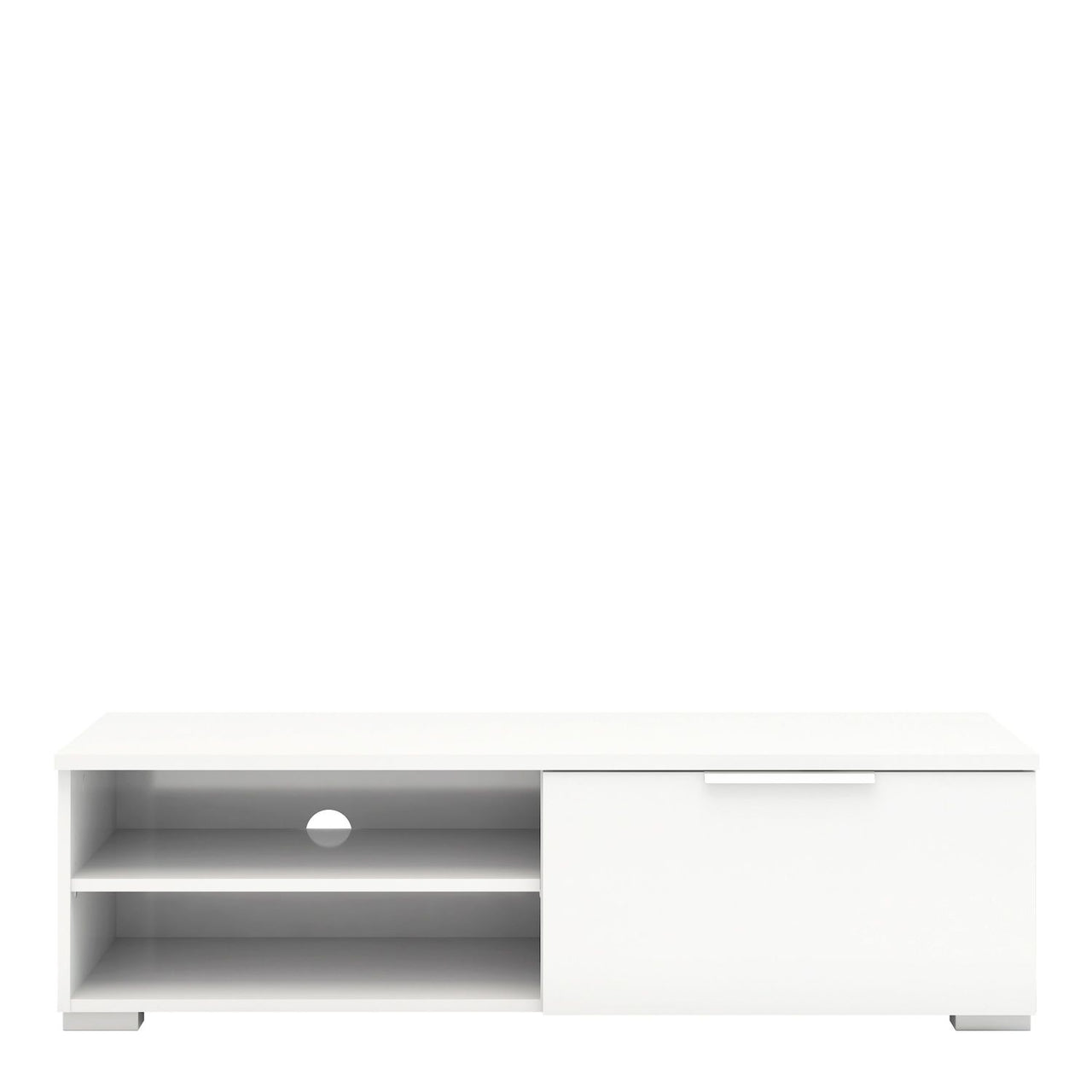 Large TV Media Unit 1 Drawers 2 Shelf White High Gloss 116cm Wide