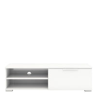 Thumbnail for Large TV Media Unit 1 Drawers 2 Shelf White High Gloss 116cm Wide