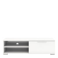 Thumbnail for Large TV Media Unit 1 Drawers 2 Shelf White High Gloss 116cm Wide