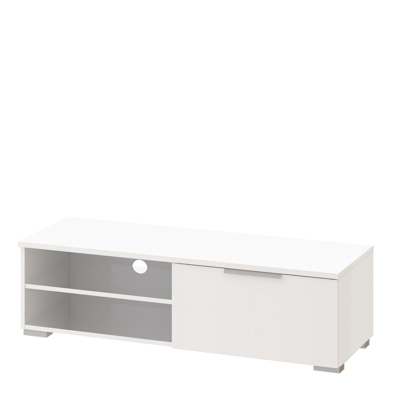 Large TV Media Unit 1 Drawers 2 Shelf White High Gloss 116cm Wide