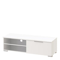 Thumbnail for Large TV Media Unit 1 Drawers 2 Shelf White High Gloss 116cm Wide