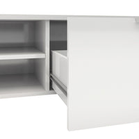 Thumbnail for Large TV Media Unit 1 Drawers 2 Shelf White High Gloss 116cm Wide