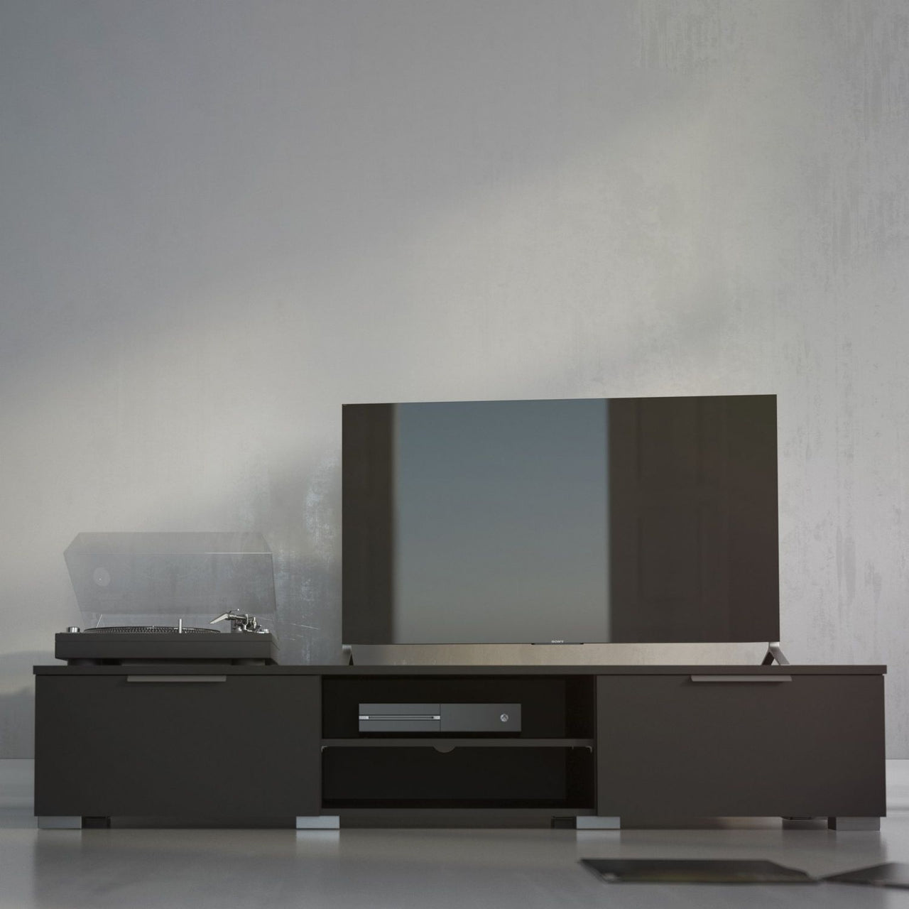 Match TV Unit 2 Drawers 2 Shelf in Black