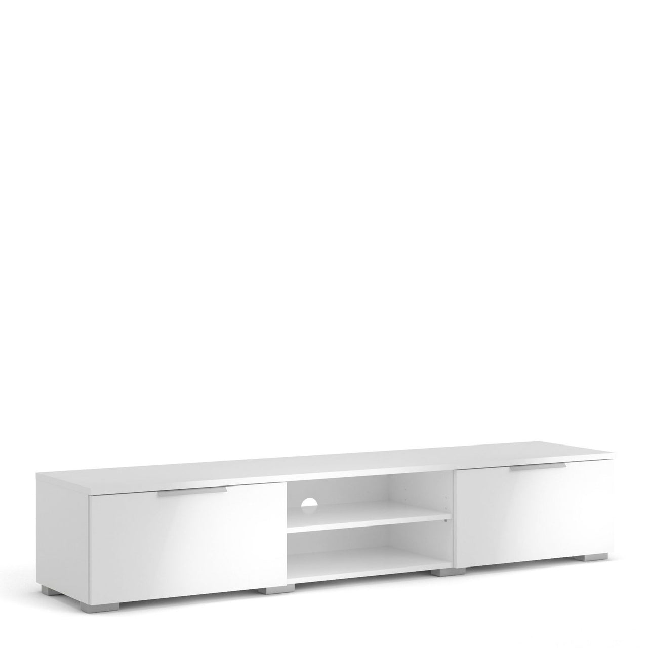 White High Gloss Low Wide 2 Drawer TV Media Unit 33.1 x 172.7cm