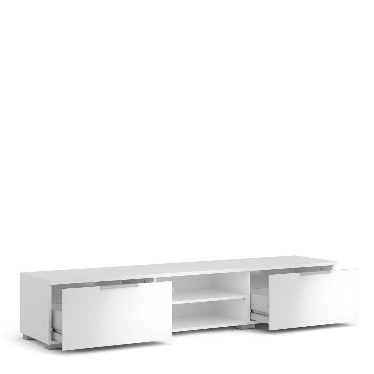 White High Gloss Low Wide 2 Drawer TV Media Unit 33.1 x 172.7cm