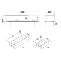 Thumbnail for Large Wide White Walnut 3 Door And 2 Drawer Sideboard