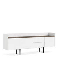 Thumbnail for Large Wide White Walnut 3 Door And 2 Drawer Sideboard