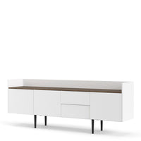 Thumbnail for Large Wide White Walnut 3 Door And 2 Drawer Sideboard