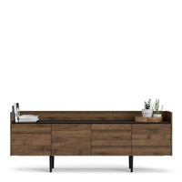 Thumbnail for Large Wide Walnut and Black 3 Door Sideboard