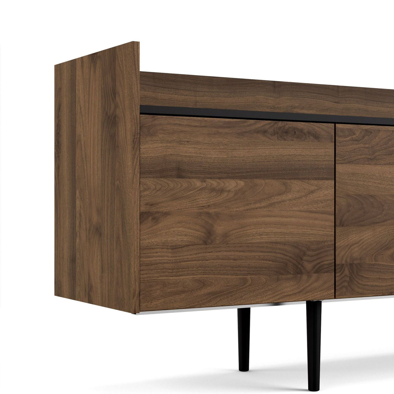 Large Wide Walnut and Black 3 Door Sideboard