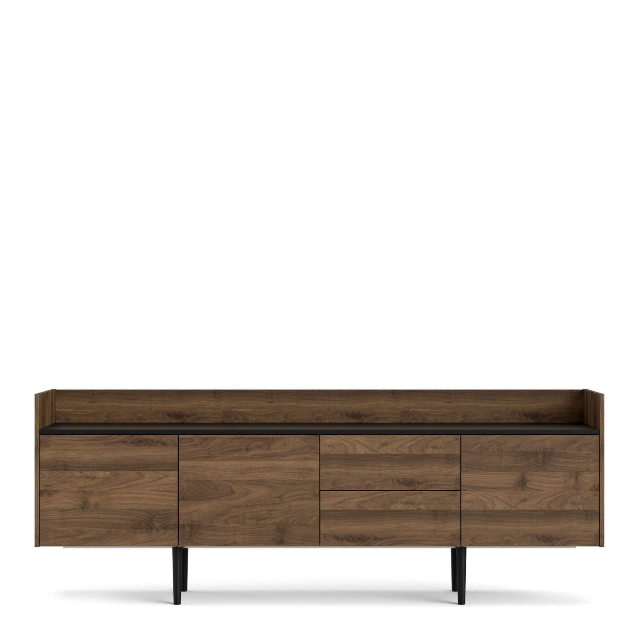 Large Wide Walnut and Black 3 Door Sideboard