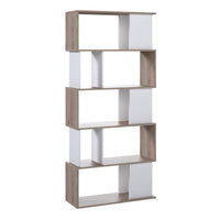 Thumbnail for Maze Open Bookcase 4 Shelves in Jackson Hickory Oak and White