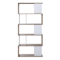 Thumbnail for Maze Open Bookcase 4 Shelves in Jackson Hickory Oak and White