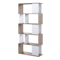 Thumbnail for Maze Open Bookcase 4 Shelves in Jackson Hickory Oak and White