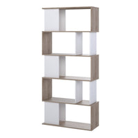 Thumbnail for Maze Open Bookcase 4 Shelves in Jackson Hickory Oak and White