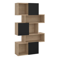 Thumbnail for Maze Asymmetrical Bookcase with 3 Doors in Jackson Hickory and Black