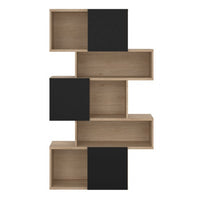 Thumbnail for Maze Asymmetrical Bookcase with 3 Doors in Jackson Hickory and Black