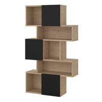 Thumbnail for Maze Asymmetrical Bookcase with 3 Doors in Jackson Hickory and Black