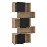 Thumbnail for Maze Asymmetrical Bookcase with 3 Doors in Jackson Hickory and Black