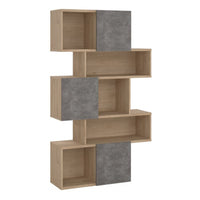 Thumbnail for Maze Asymmetrical Bookcase with 3 Doors in Jackson Hickory and Concrete