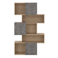 Thumbnail for Maze Asymmetrical Bookcase with 3 Doors in Jackson Hickory and Concrete