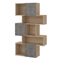 Thumbnail for Maze Asymmetrical Bookcase with 3 Doors in Jackson Hickory and Concrete