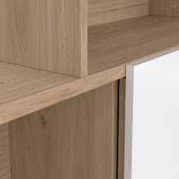 Thumbnail for Maze Asymmetrical Bookcase with 3 Doors in Jackson Hickory and White High Gloss