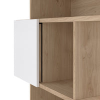 Thumbnail for Maze Asymmetrical Bookcase with 3 Doors in Jackson Hickory and White High Gloss