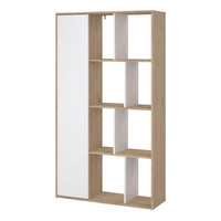 Thumbnail for Maze Bookcase with 1 Door in Jackson Hickory and White High Gloss